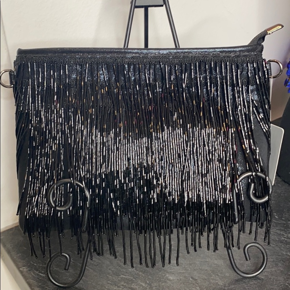 Vintage Style Dangling Bugle Bead Clutch